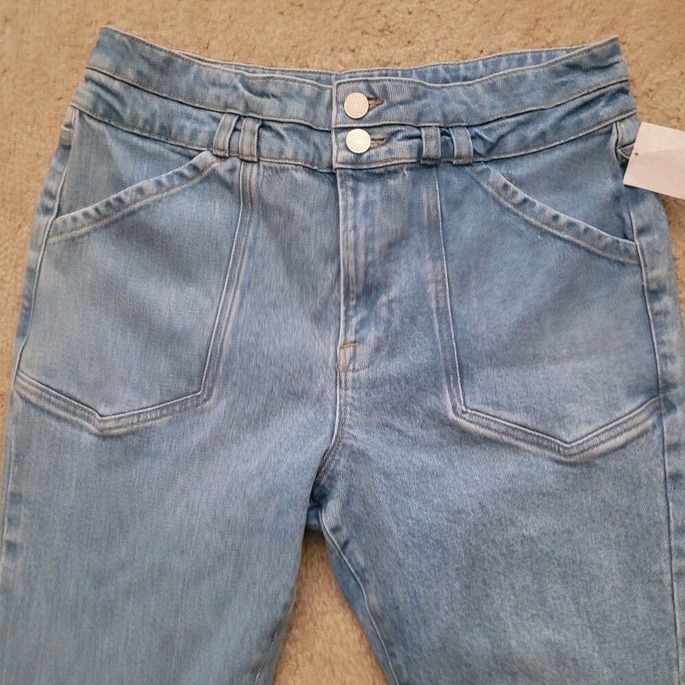 NWOT Frame Jeans Caye Denim Womens 33 Light Blue Double Button Flare Leg Bootcut - Picture 3 of 16